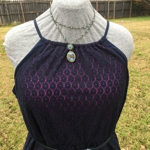 For 24 hrs $10 Navy Blue dress fuchsia lining